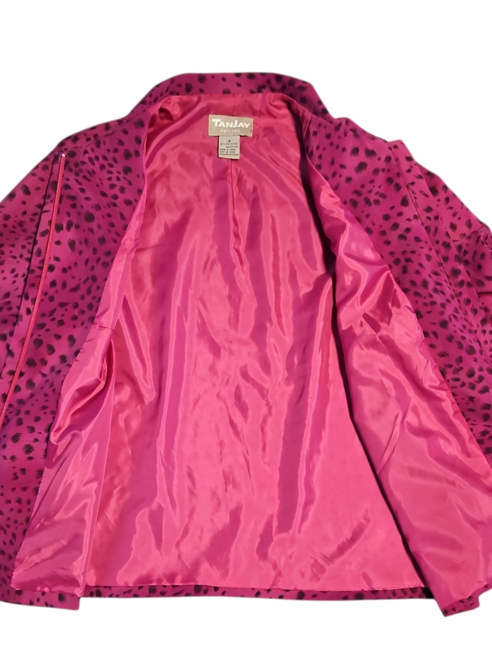 TanJay Fuchsia Pnk Animal Print Leopard Zip Lightweight Jacket Size 8 - Picture 6 of 8
